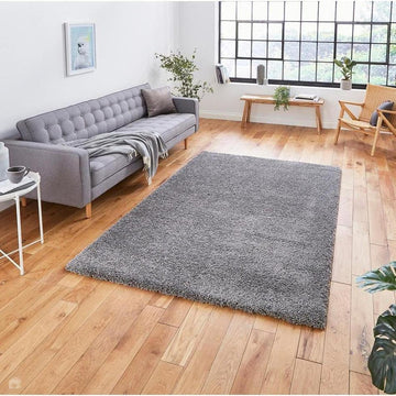 Sierra 9000 Plush Soft High-Density Stain-Resistant Plain Textured Polypropylene Shaggy Pebble Grey Rug-Think Rugs-Rug Love - The Most Loved Rug Store